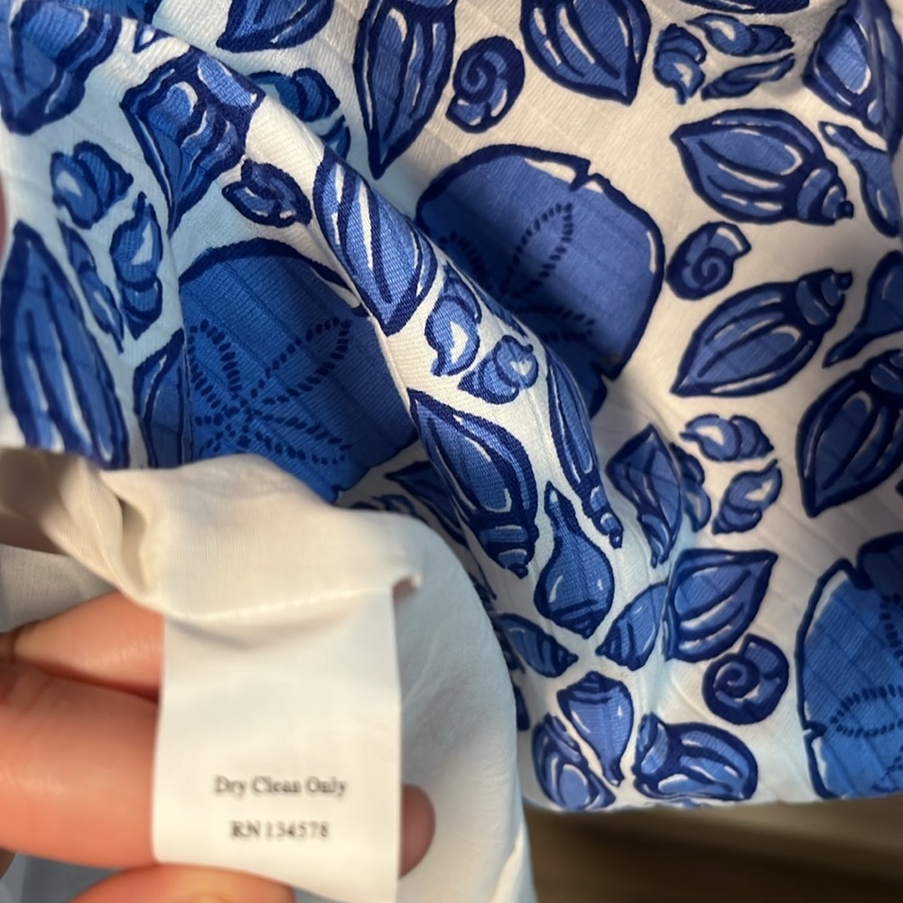 VINEYARD VINES Blue Shell Strapless Bow Dress, Size 0 - Picture 10 of 11